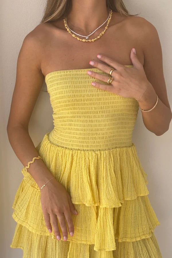 Doris Mini Dress Lemon/Gold