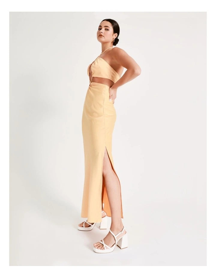 Miss Shop Cut Out Satin Maxi - Melon